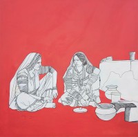 Rafique Somroo, 24 x 24, Mixed Media on Canvas, Figurative Painting, AC-RSO-049